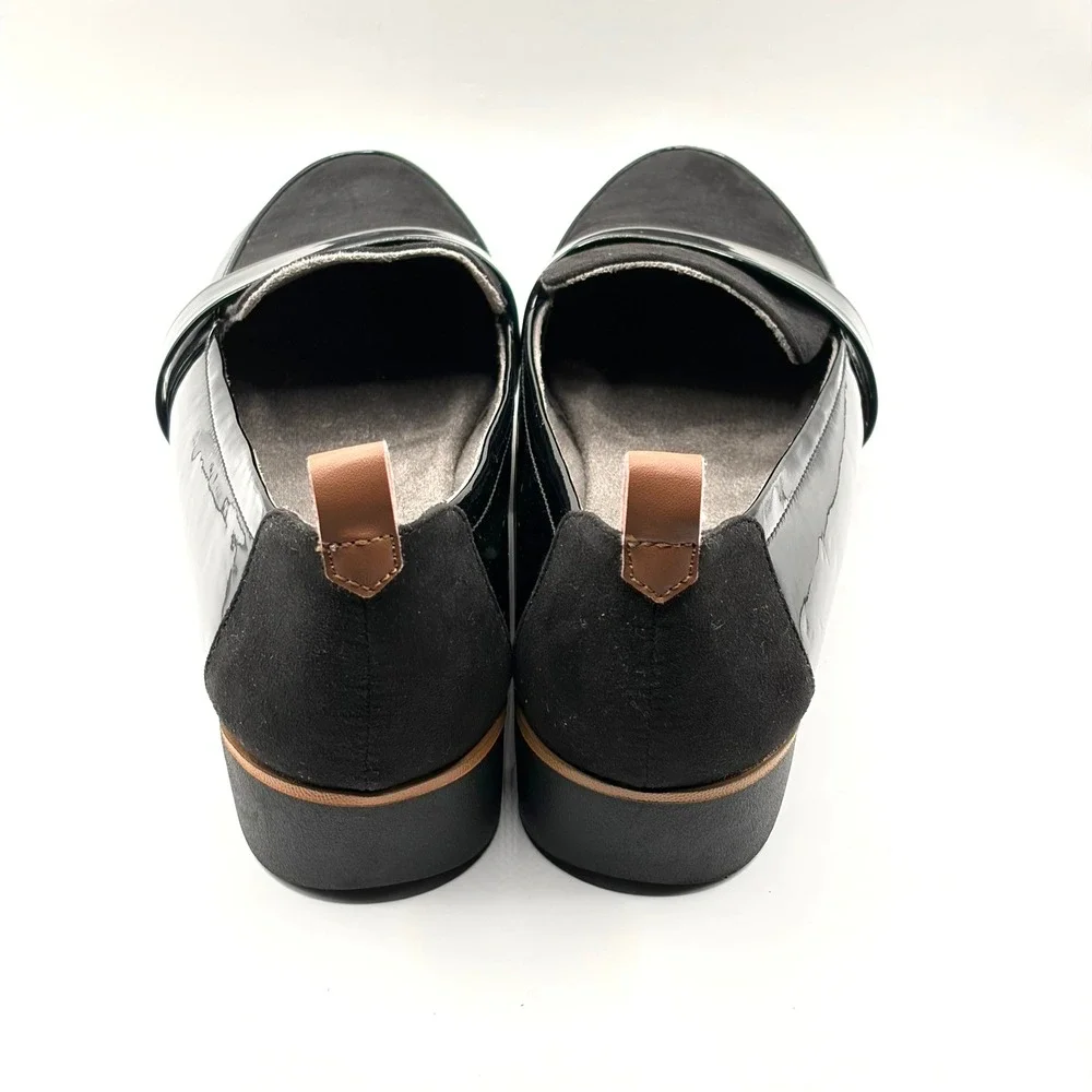 Dr Scholls Watson Womens 8M Black Patent Suede Platform Loafers Lug Sole Shoes‎